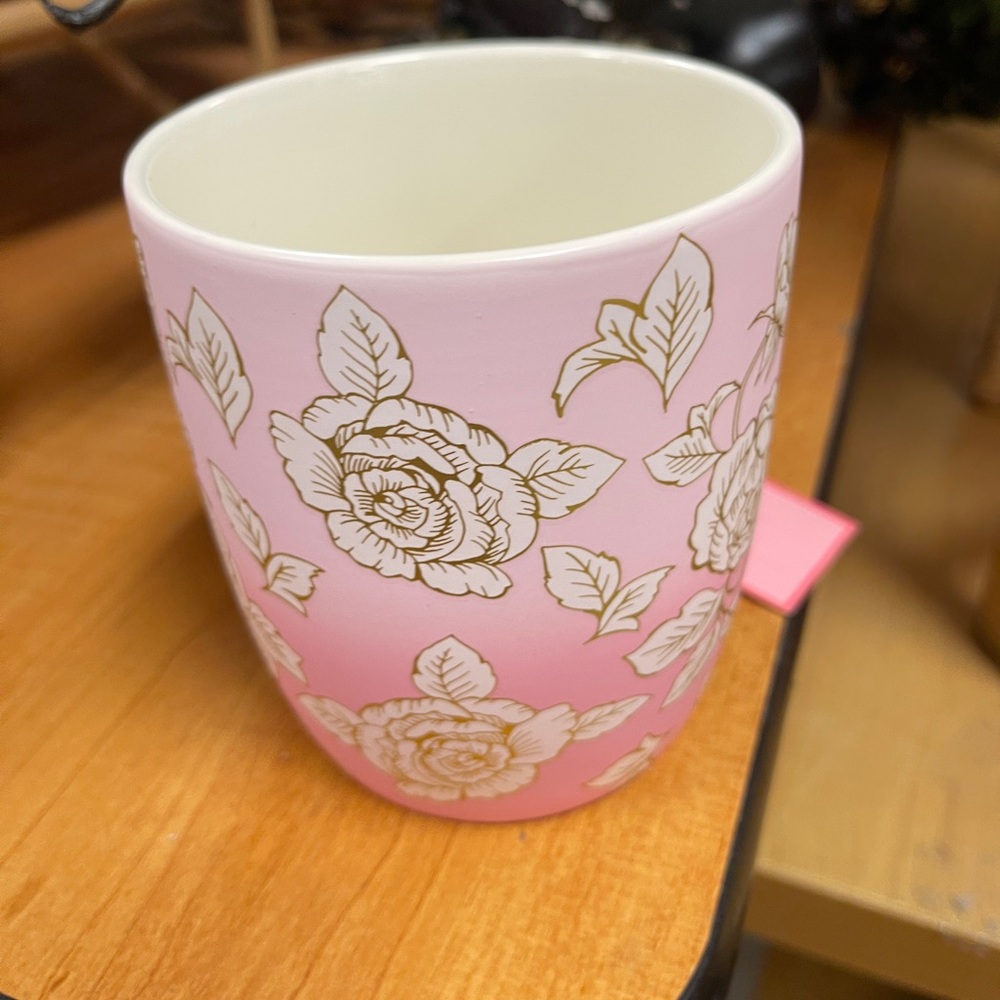Pastel Pink & Gold Rose & Butterfly Fairy  Matte Soft Touch Fancy Coffee Mug NWT - Picture 3 of 4